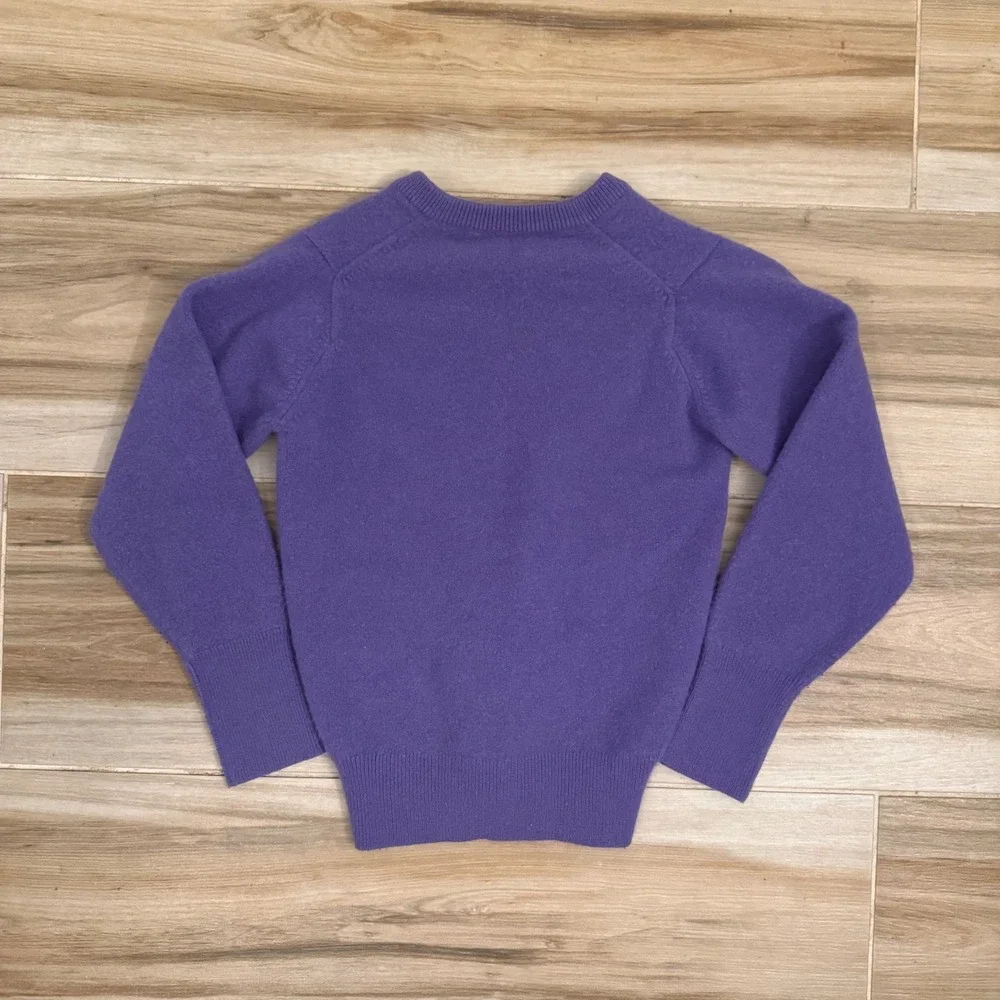 Ballantyne Cashmere V-Neck Sweater Purple Made in Scotland Vintage Very Small - Picture 3 of 7